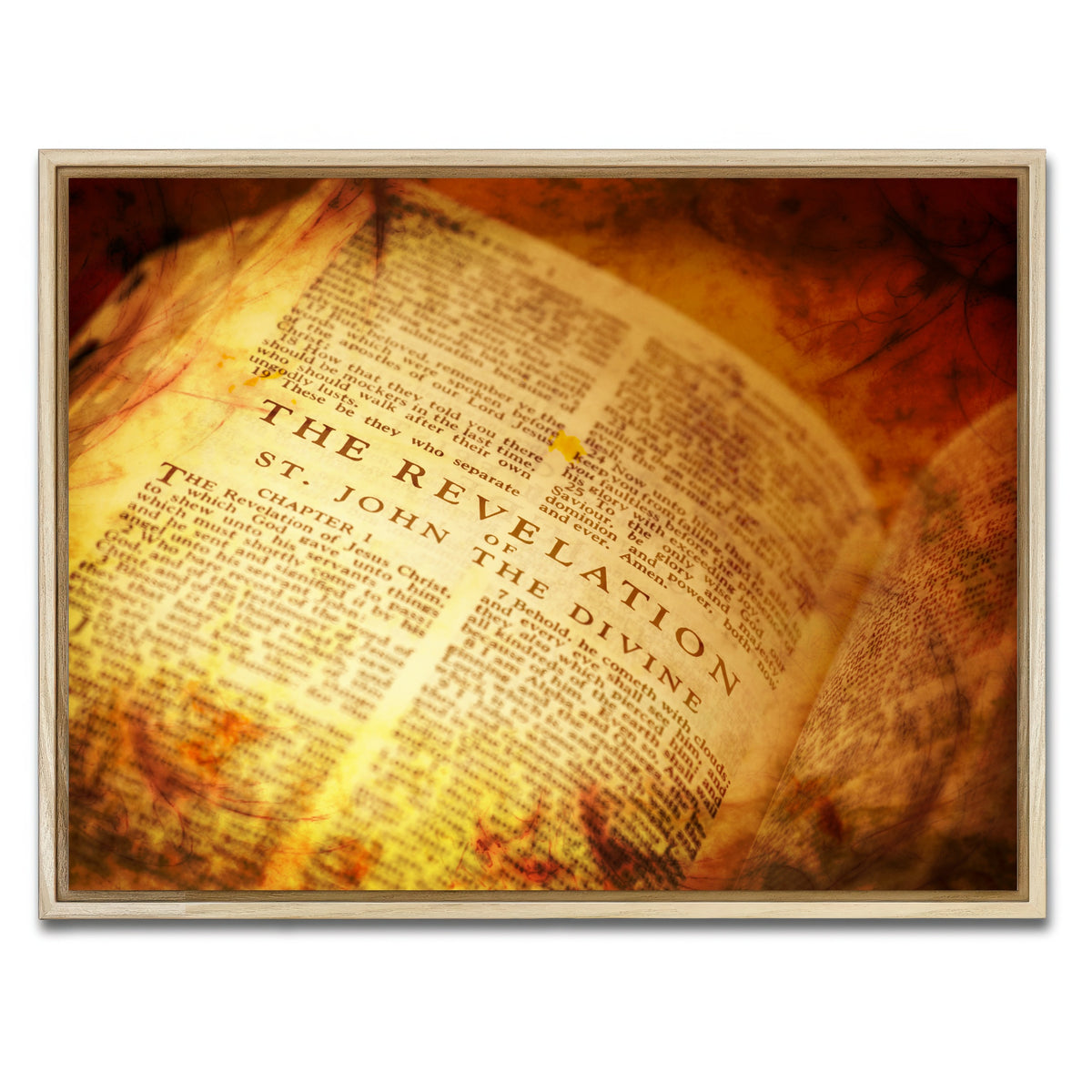 AUTO-MOCKUP WHITE | Bible showing The Revelation | 1 Piece | Natural Framed Canvas | group=4x3