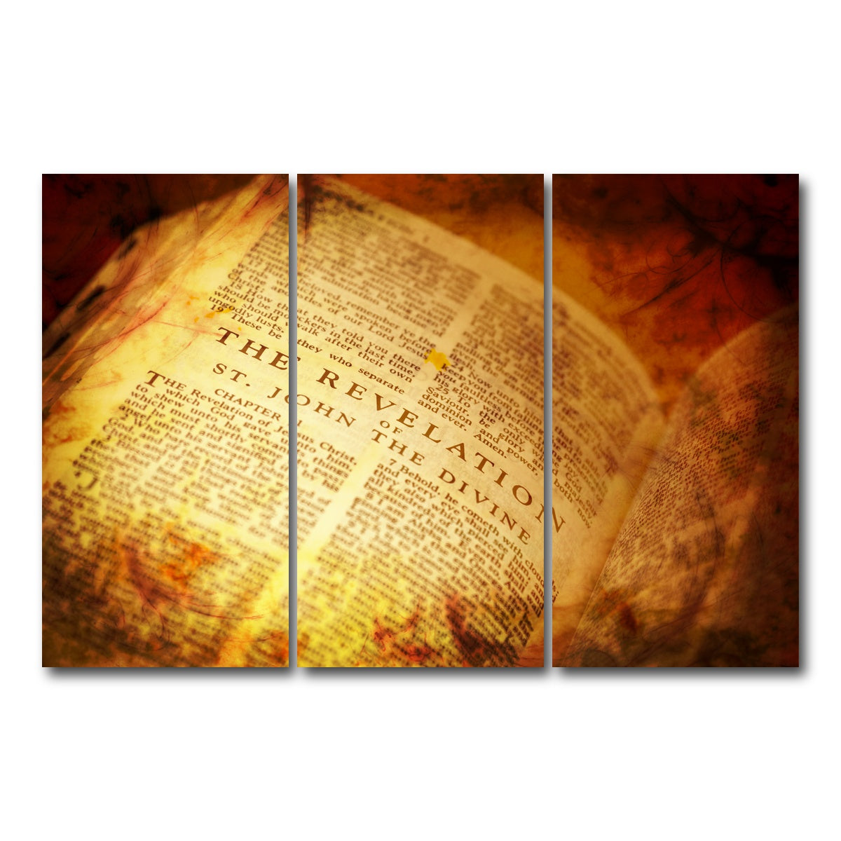 AUTO-MOCKUP WHITE | Bible showing The Revelation | 3 Piece | Gallery Wrap Canvas | group=12x24