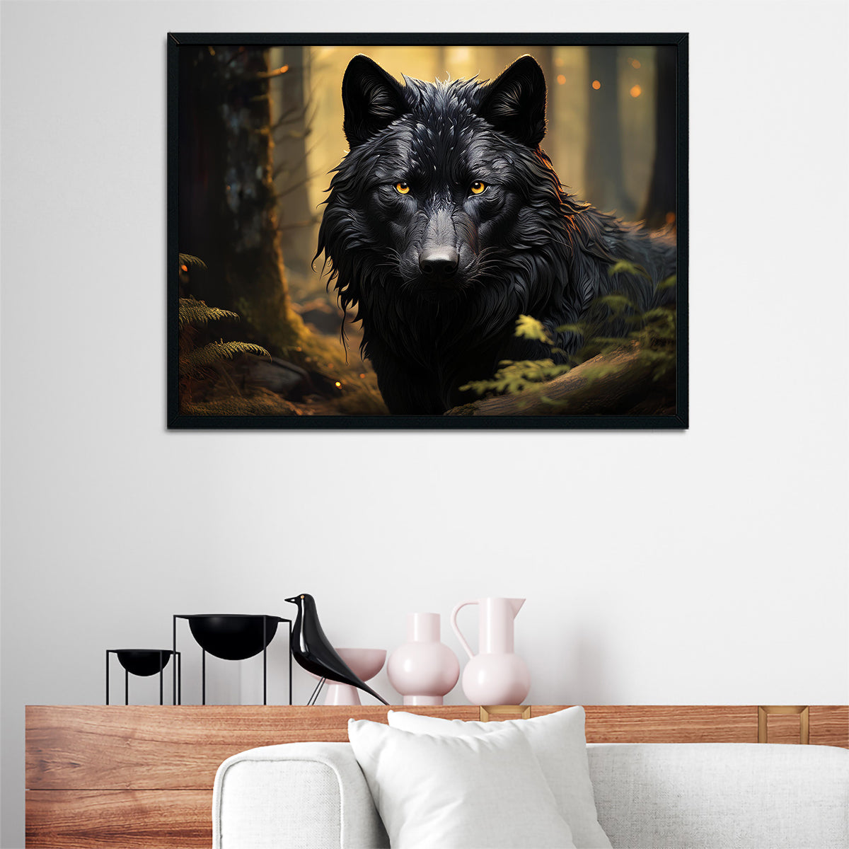 Big Black Wolf Wall Art