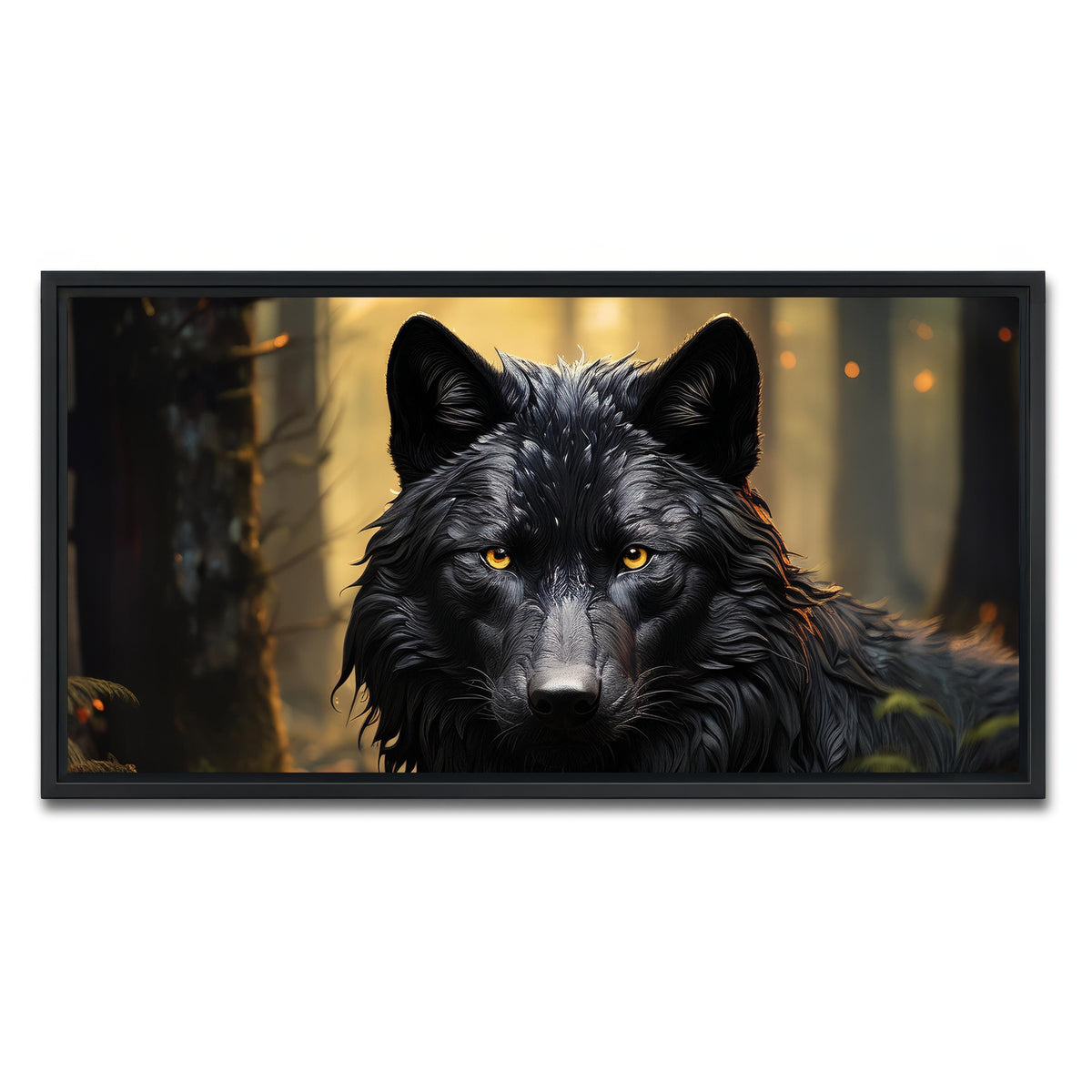 AUTO-MOCKUP WHITE | Big Black Wolf | 1 Piece | Black Framed Canvas | group=2x1