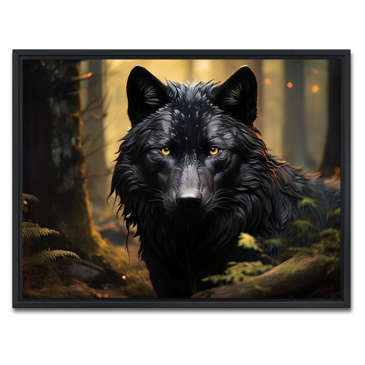 AUTO-MOCKUP WHITE | Big Black Wolf | 1 Piece | Black Framed Canvas | group=4x3