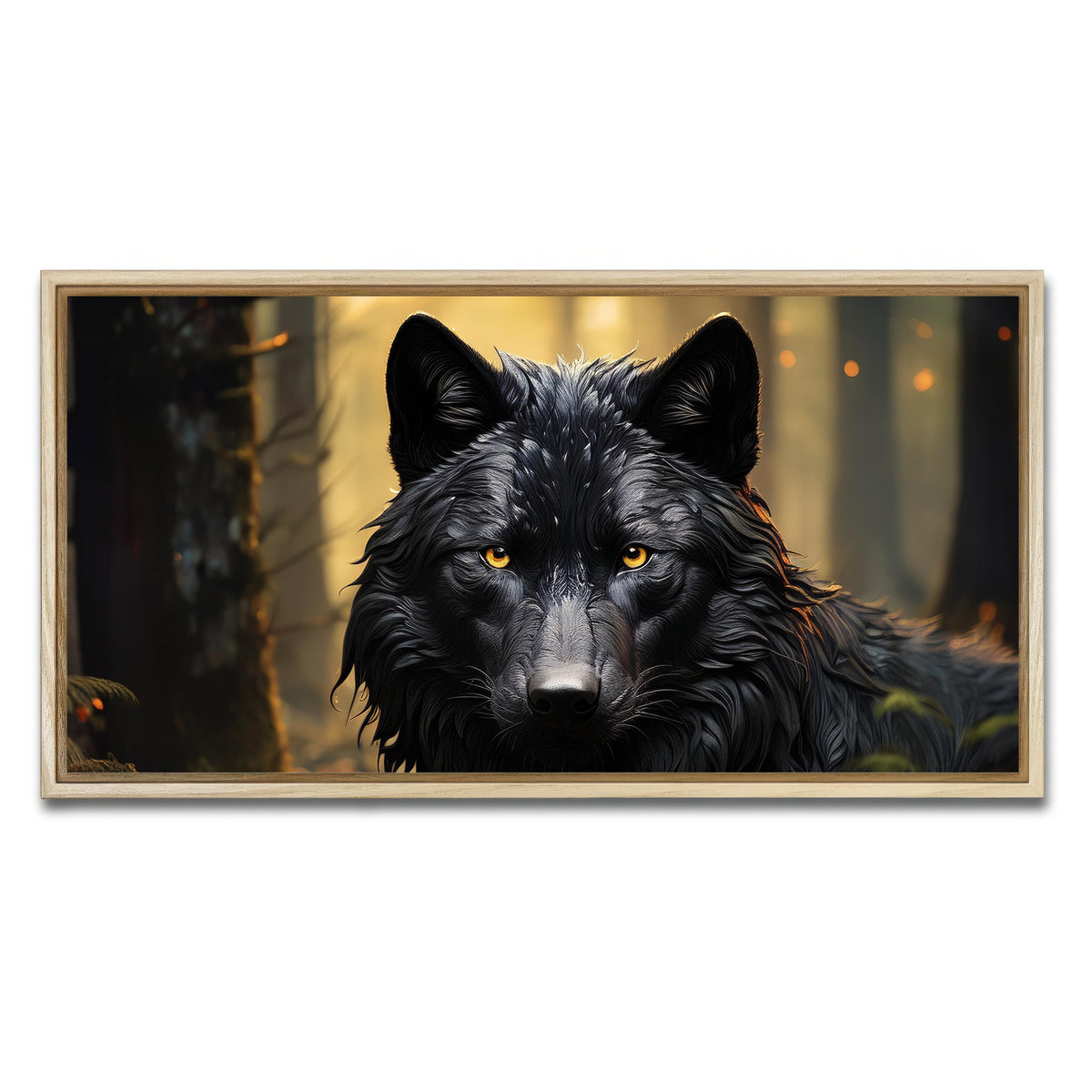 AUTO-MOCKUP WHITE | Big Black Wolf | 1 Piece | Natural Framed Canvas | group=2x1