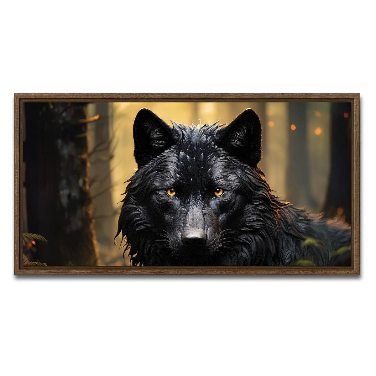 AUTO-MOCKUP WHITE | Big Black Wolf | 1 Piece | Walnut Framed Canvas | group=2x1