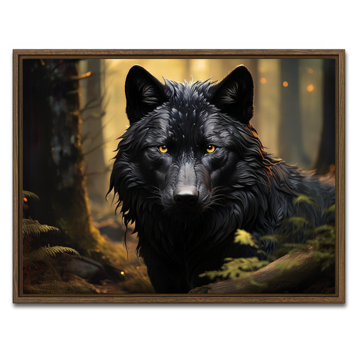 AUTO-MOCKUP WHITE | Big Black Wolf | 1 Piece | Walnut Framed Canvas | group=4x3