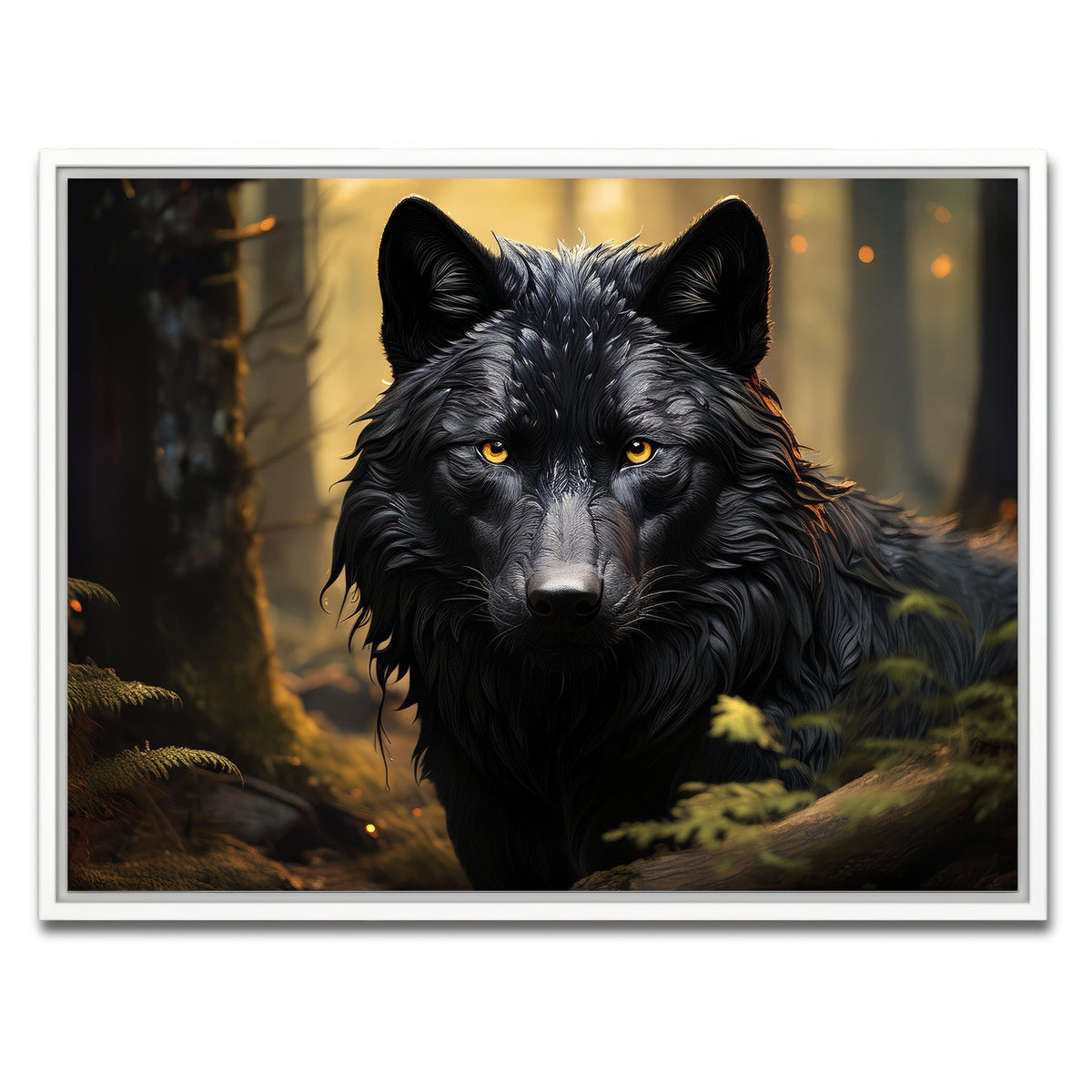 AUTO-MOCKUP WHITE | Big Black Wolf | 1 Piece | White Framed Canvas | group=4x3