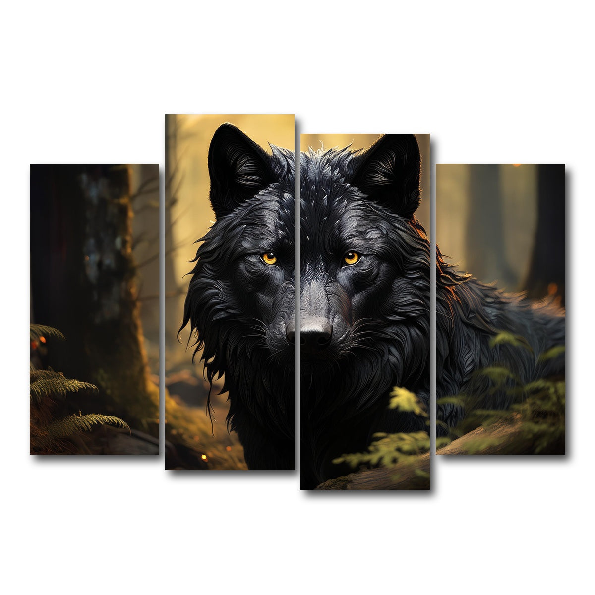 AUTO-MOCKUP WHITE | Big Black Wolf | 4 Piece | Gallery Wrap Canvas | group=4_normal