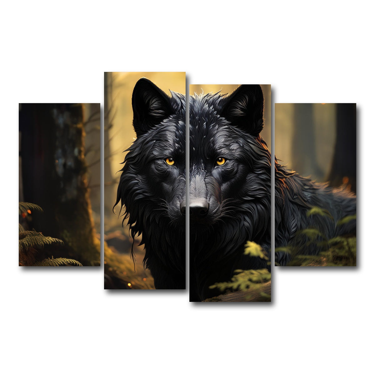 AUTO-MOCKUP WHITE | Big Black Wolf | 4 Piece | Gallery Wrap Canvas | group=4_short