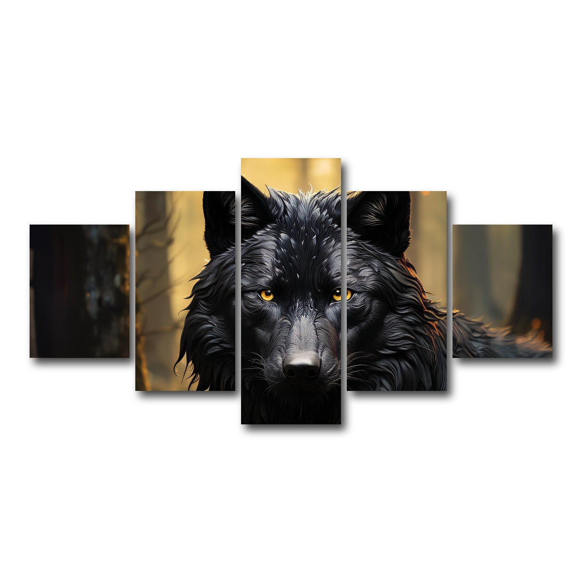 AUTO-MOCKUP WHITE | Big Black Wolf | 5 Piece | Gallery Wrap Canvas | group=5_short