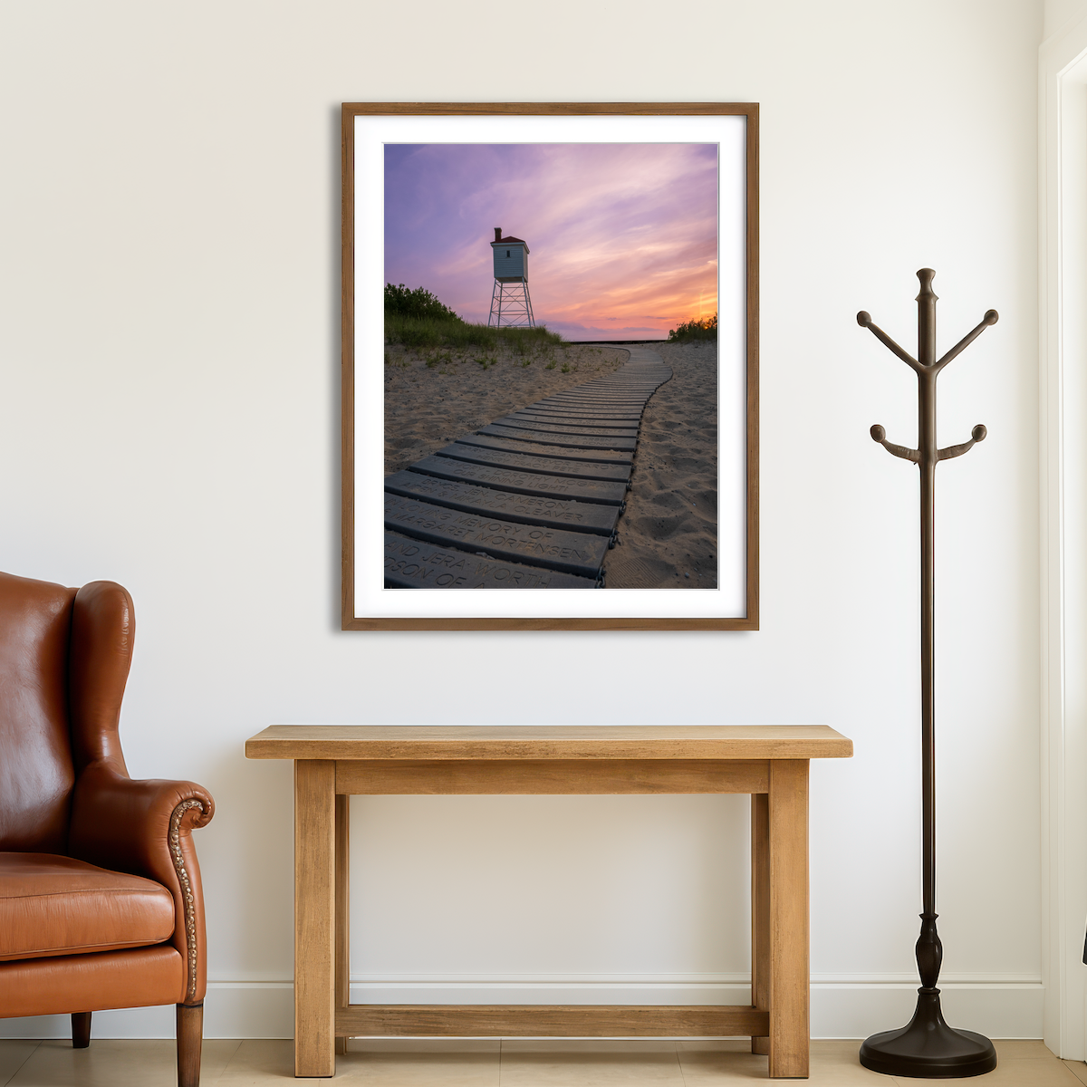 AUTO-MOCKUP ROOM | Big Sable Foghorn Walkway at Sunset Wall Art