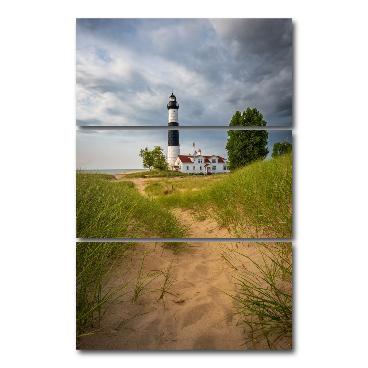 AUTO-MOCKUP WHITE | Big Sable Point Lighthouse Trail | 3 Piece | Gallery Wrap Canvas | group=12x24_stacked