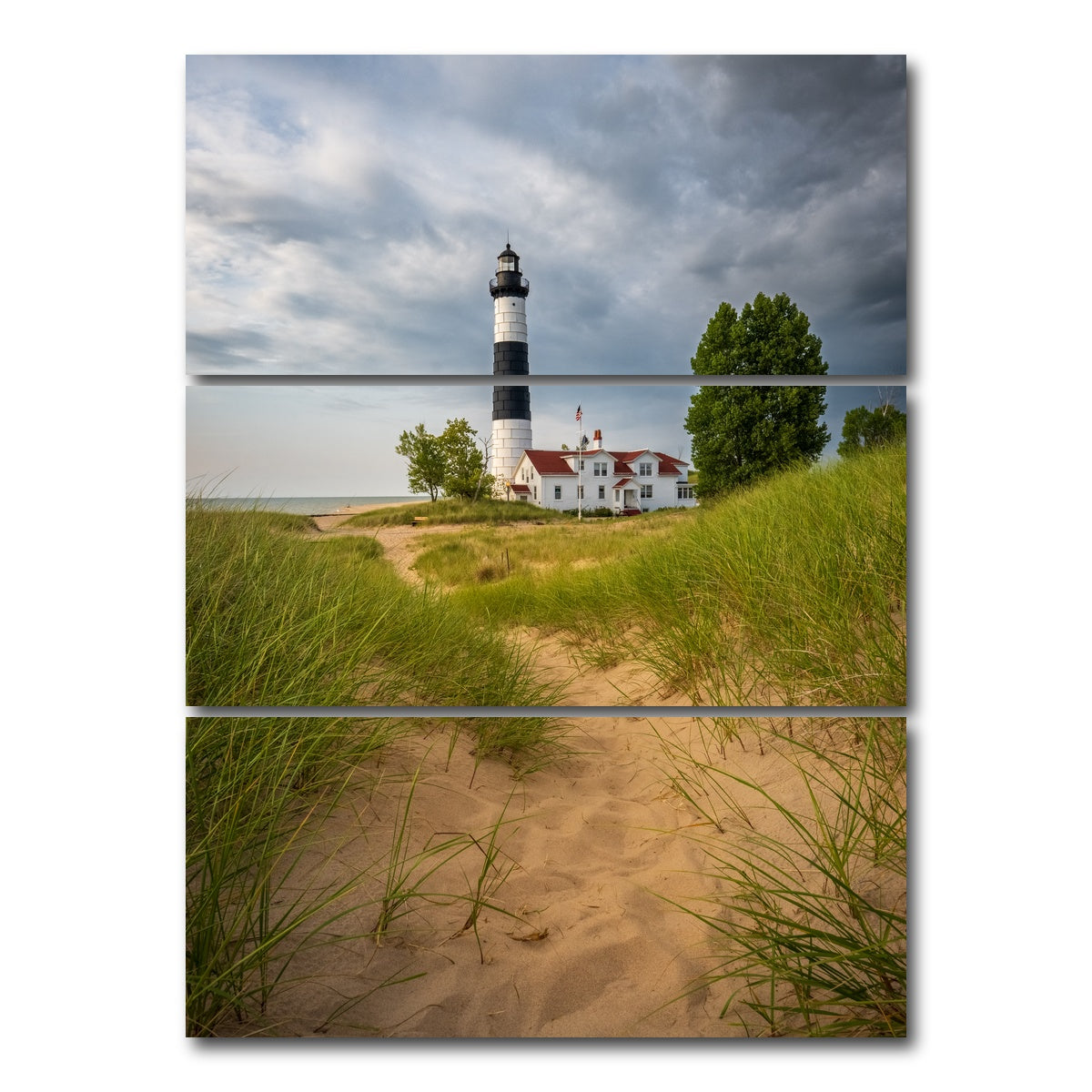 AUTO-MOCKUP WHITE | Big Sable Point Lighthouse Trail | 3 Piece | Gallery Wrap Canvas | group=8x18_stacked