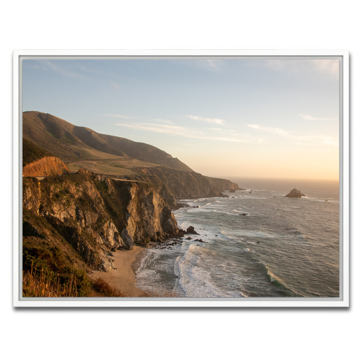 AUTO-MOCKUP WHITE | Big Sur Coastline Sunset | 1 Piece | White Framed Canvas | group=4x3