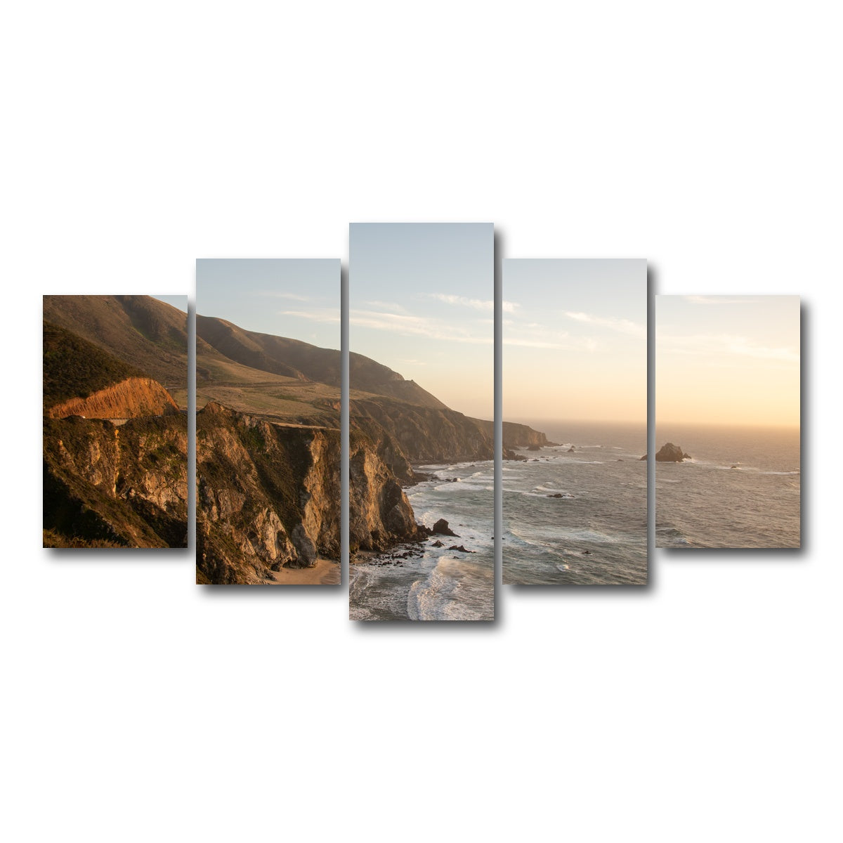 AUTO-MOCKUP WHITE | Big Sur Coastline Sunset | 5 Piece | Gallery Wrap Canvas | group=5_normal