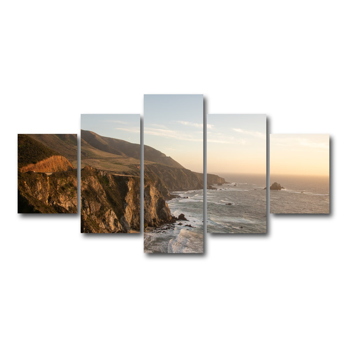 AUTO-MOCKUP WHITE | Big Sur Coastline Sunset | 5 Piece | Gallery Wrap Canvas | group=5_short