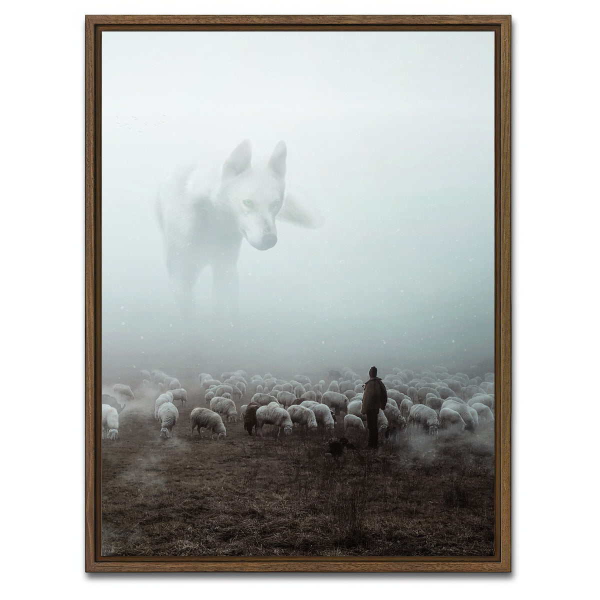 AUTO-MOCKUP WHITE | Big Wolf | 1 Piece | Walnut Framed Canvas | group=3x4