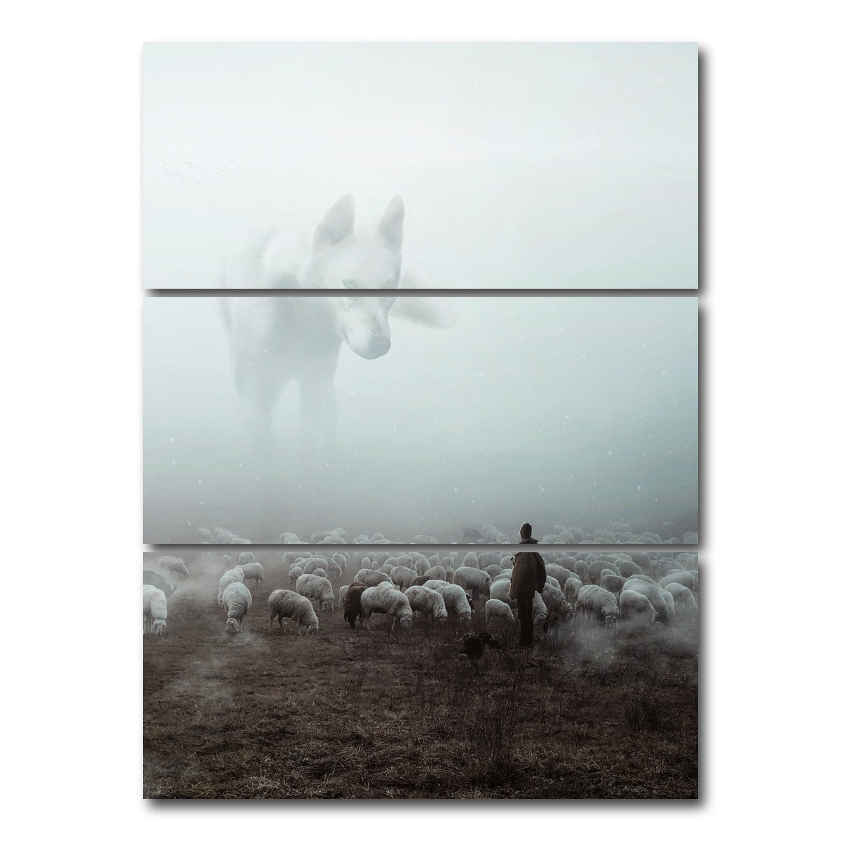 AUTO-MOCKUP WHITE | Big Wolf | 3 Piece | Gallery Wrap Canvas | group=8x18_stacked