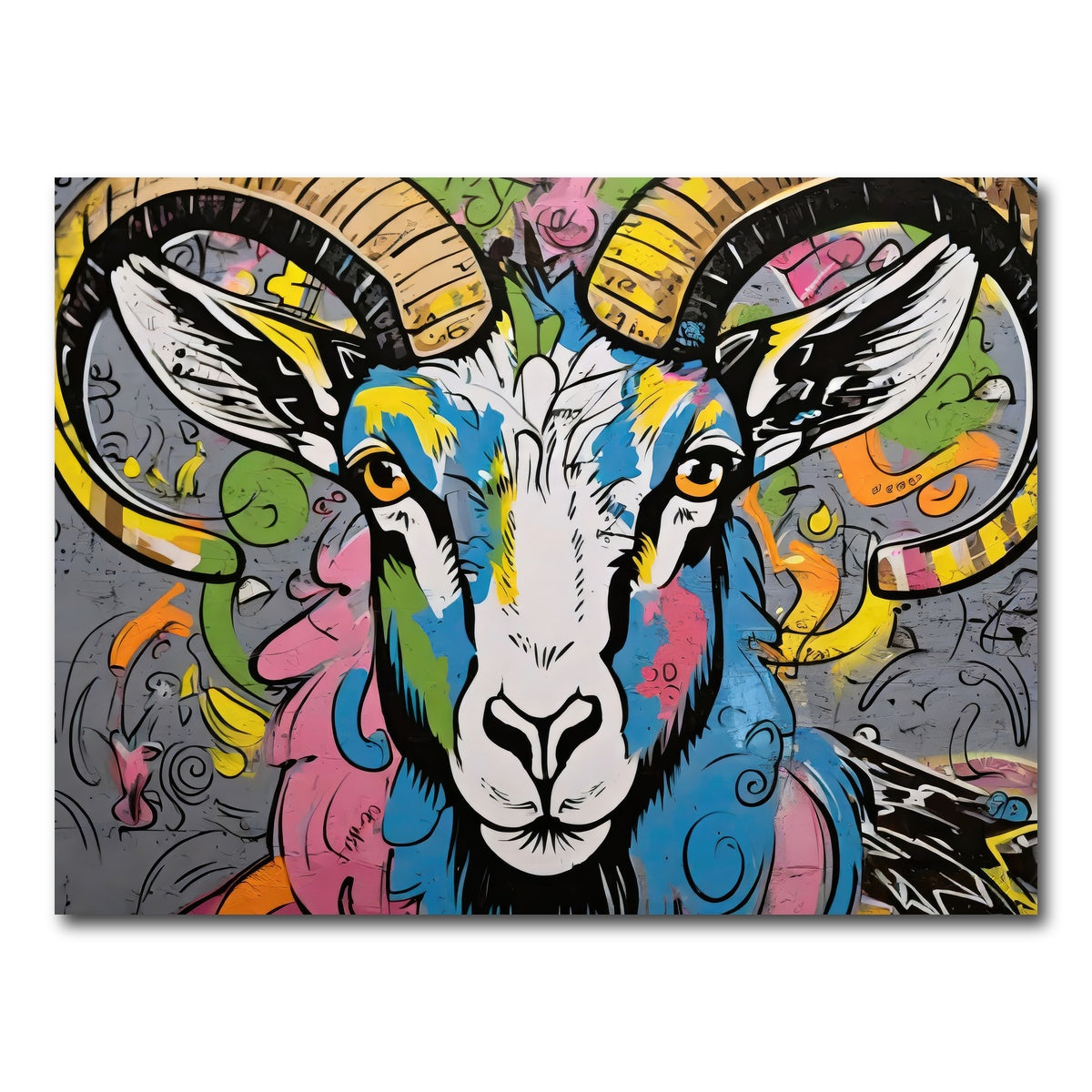 AUTO-MOCKUP WHITE | Bighorn Sheep graffiti | 1 Piece | Gallery Wrap Canvas | group=4x3