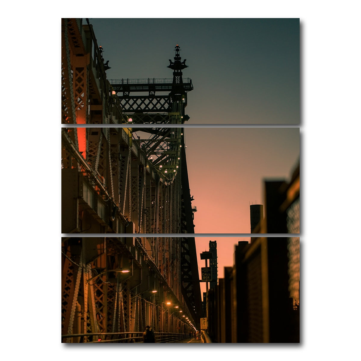 AUTO-MOCKUP WHITE | Biking the Queensboro Bridge | 3 Piece | Gallery Wrap Canvas | group=8x18_stacked