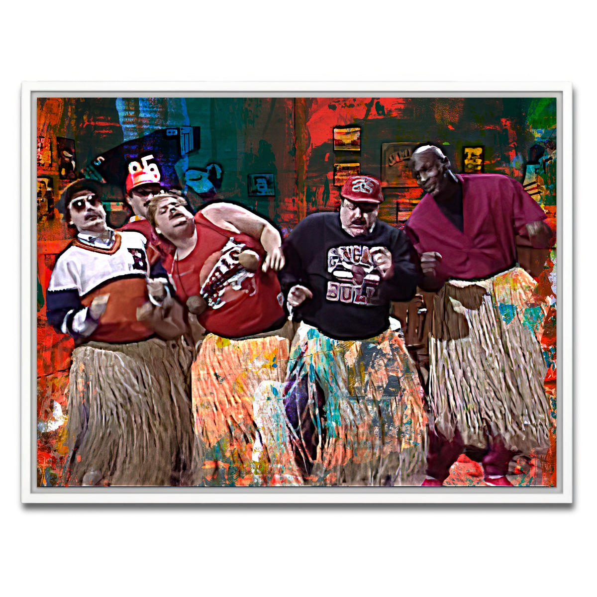 AUTO-MOCKUP WHITE | Bill Swerski's Super Fans & Jordan | 1 Piece | White Framed Canvas | group=4x3