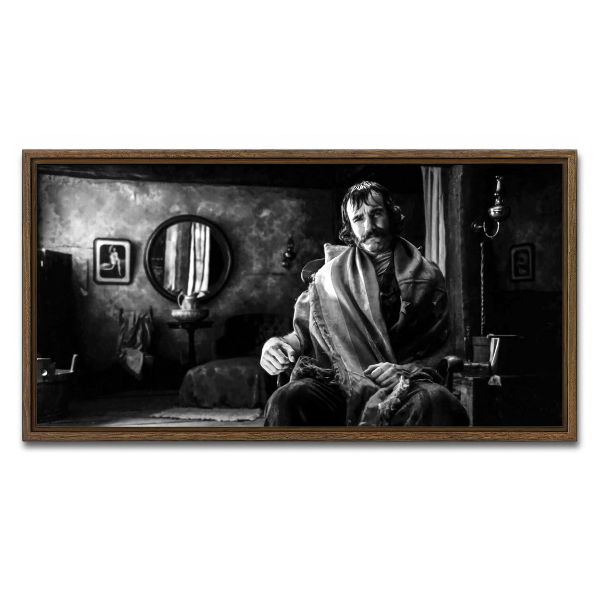 AUTO-MOCKUP WHITE | Bill the Butcher Grayscale | 1 Piece | Walnut Framed Canvas | group=2x1