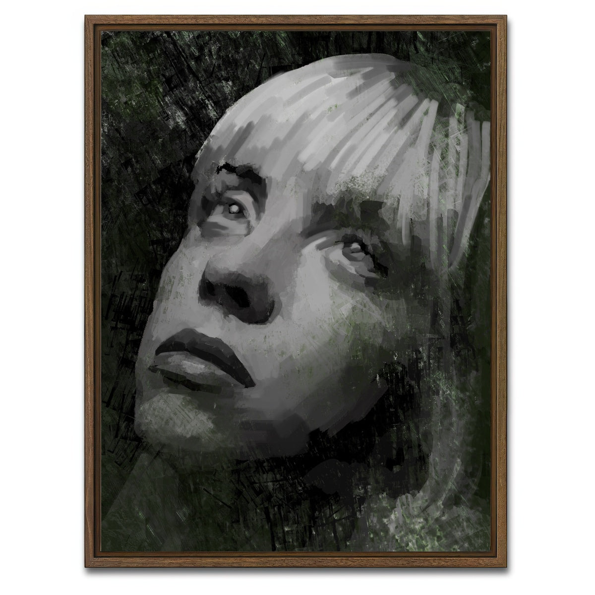 AUTO-MOCKUP WHITE | Billie Eillish Shadows | 1 Piece | Walnut Framed Canvas | group=3x4