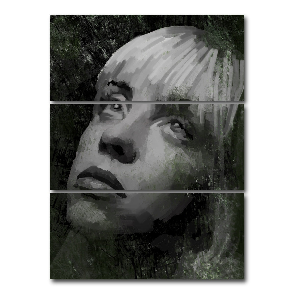 AUTO-MOCKUP WHITE | Billie Eillish Shadows | 3 Piece | Gallery Wrap Canvas | group=8x18_stacked