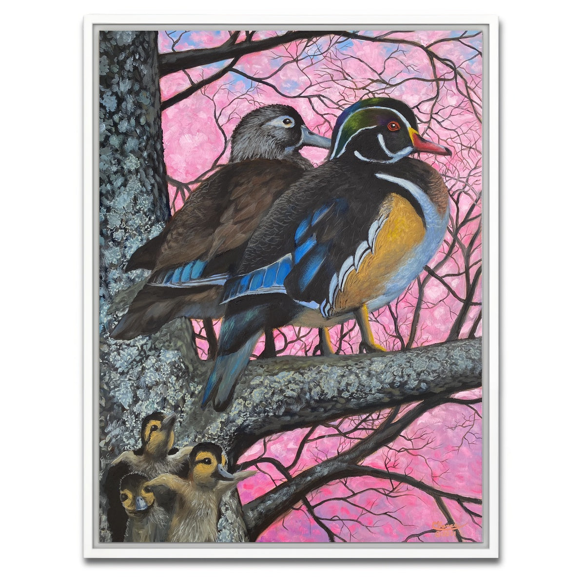 AUTO-MOCKUP WHITE | Bird Family | 1 Piece | White Framed Canvas | group=3x4