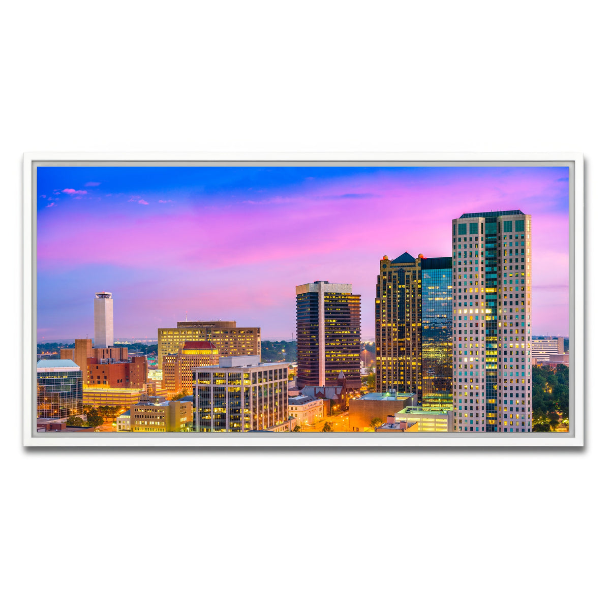 AUTO-MOCKUP WHITE | Birmingham Skyline | 1 Piece | White Framed Canvas | group=2x1