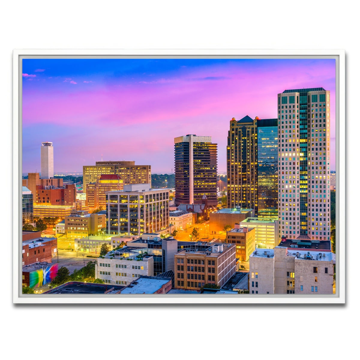 AUTO-MOCKUP WHITE | Birmingham Skyline | 1 Piece | White Framed Canvas | group=4x3