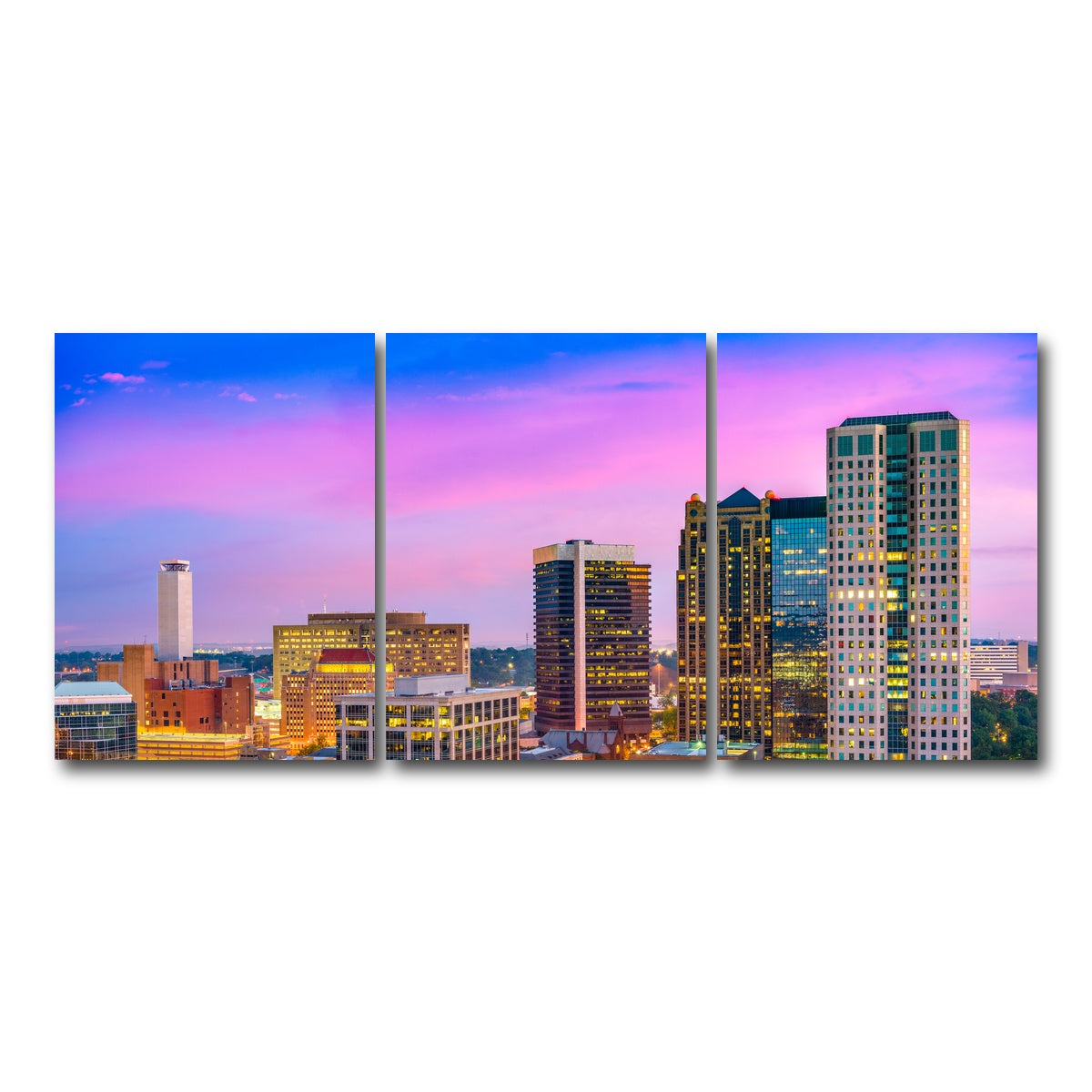 AUTO-MOCKUP WHITE | Birmingham Skyline | 3 Piece | Gallery Wrap Canvas | group=18x24