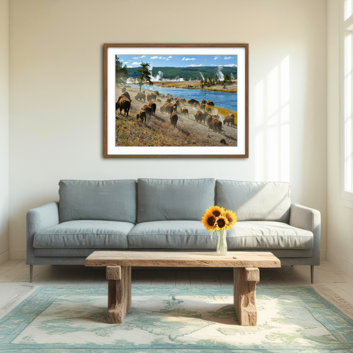 AUTO-MOCKUP ROOM | Bison Herd in Yellowstone Wall Art