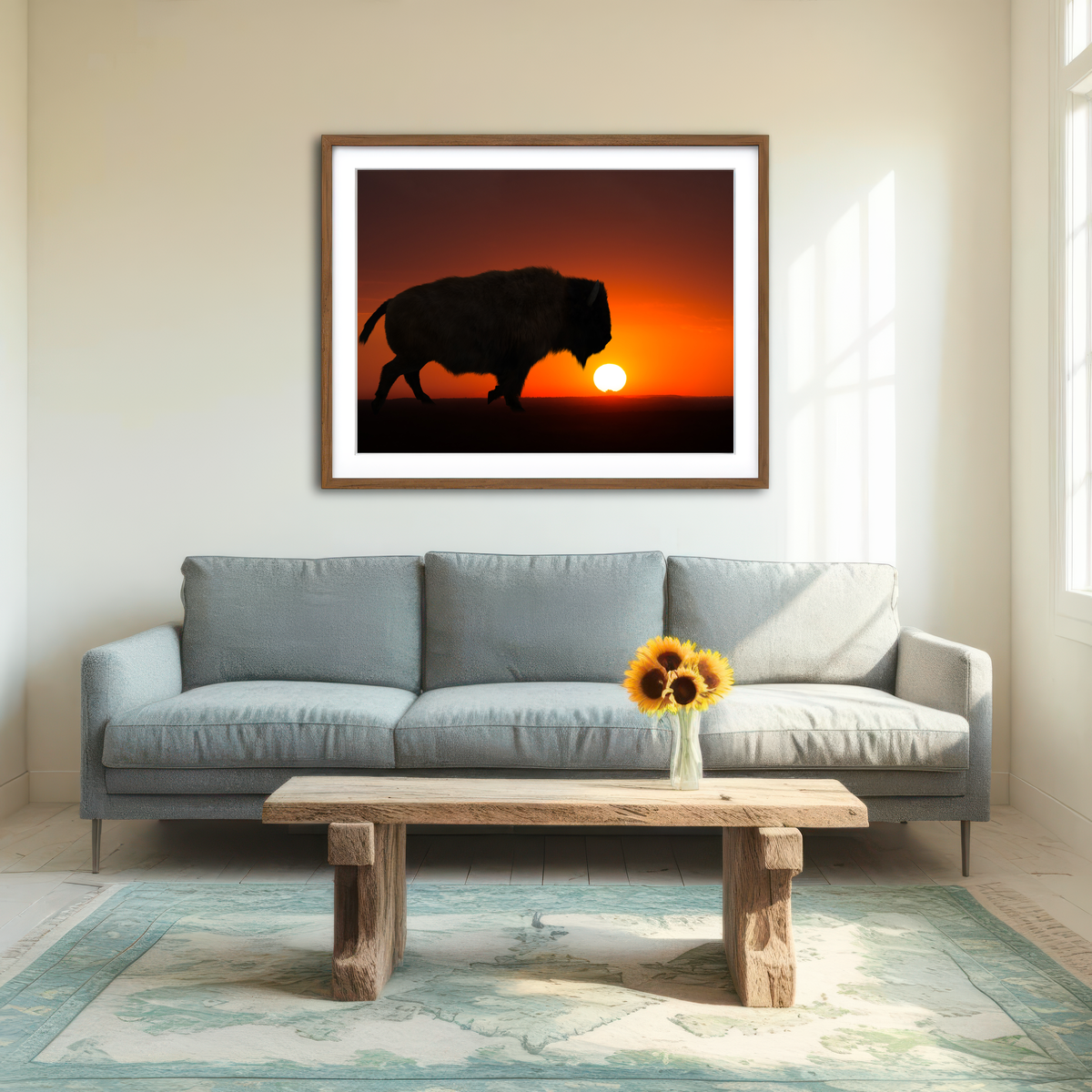 AUTO-MOCKUP ROOM | Bison at Sunset Wall Art