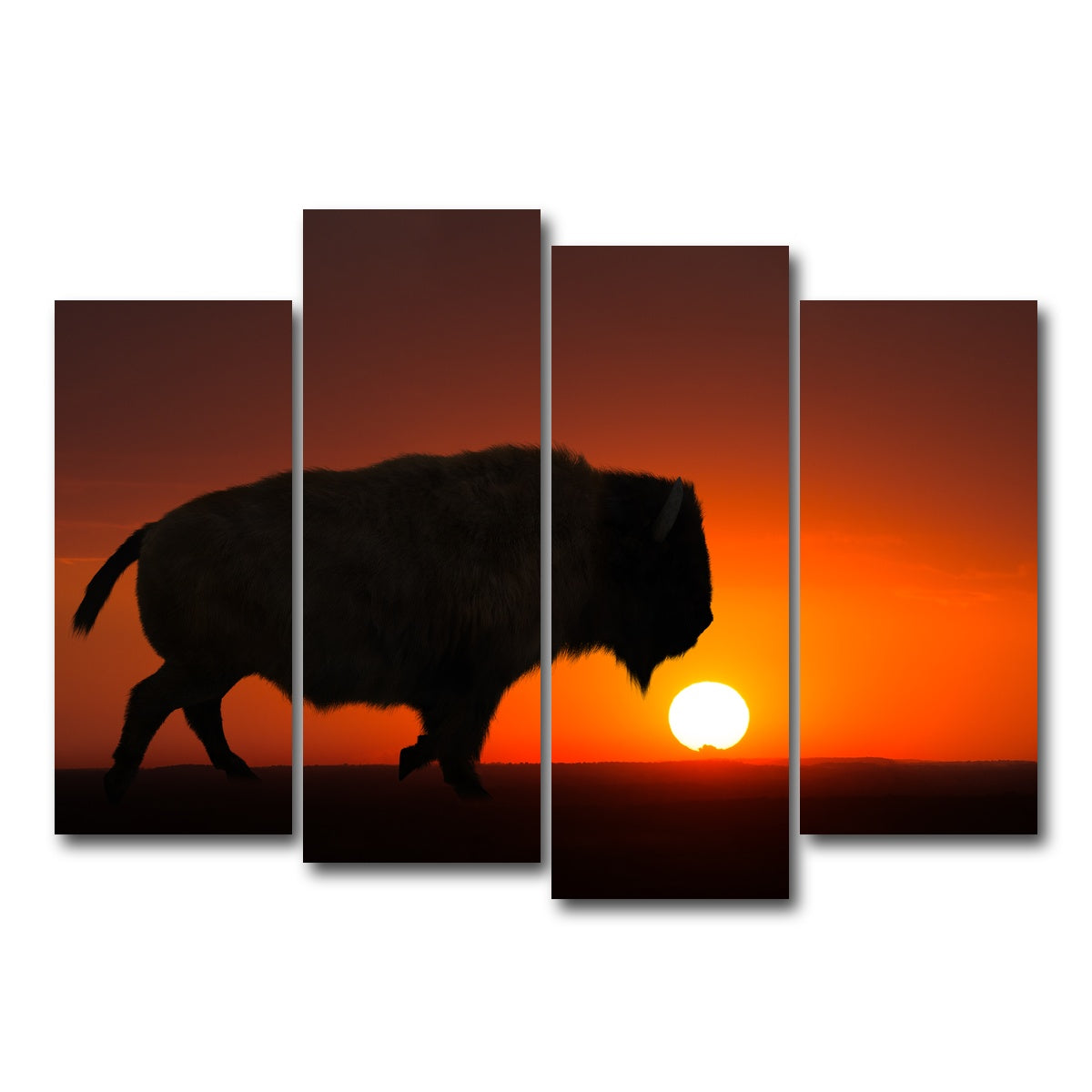 AUTO-MOCKUP WHITE | Bison at Sunset | 4 Piece | Gallery Wrap Canvas | group=4_normal