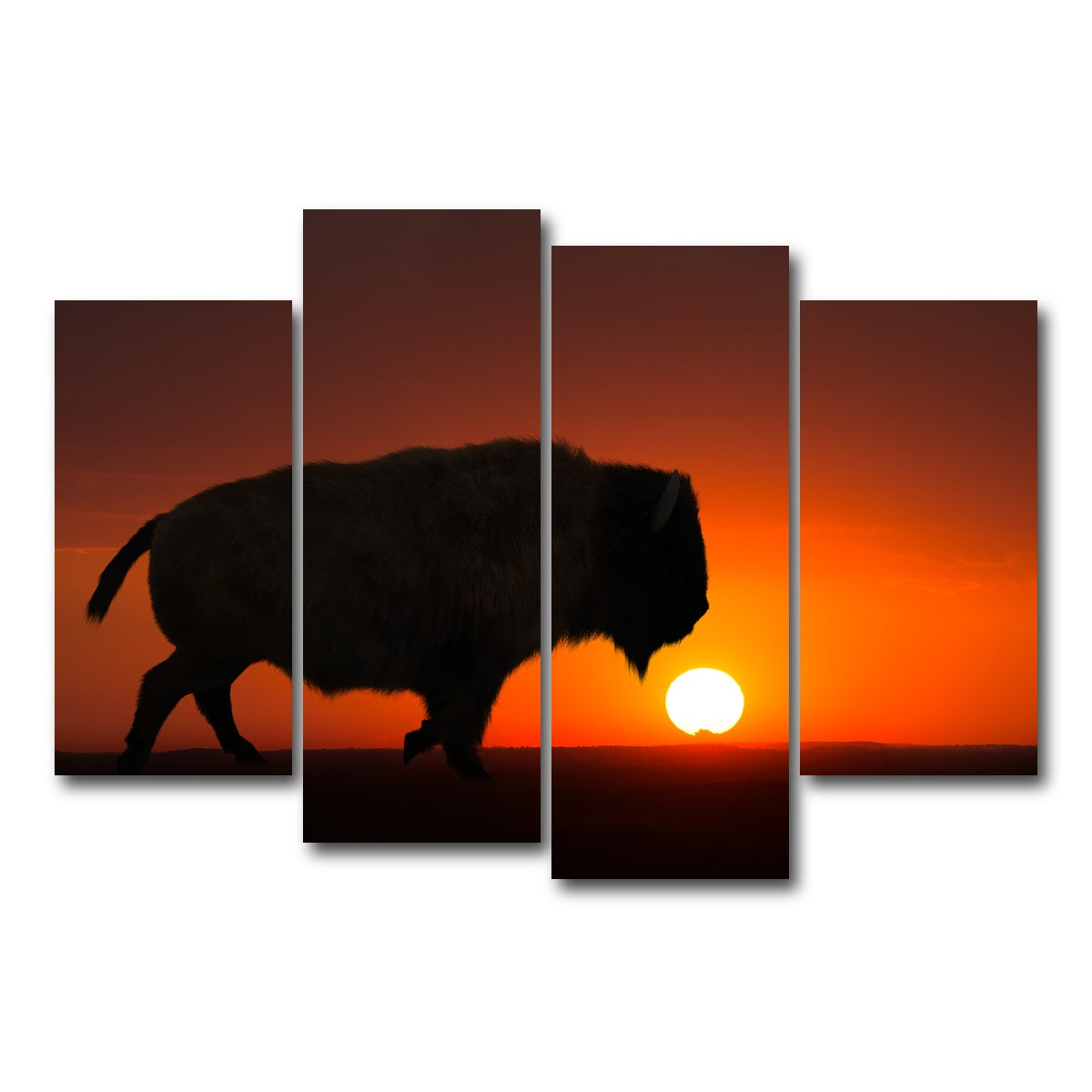 AUTO-MOCKUP WHITE | Bison at Sunset | 4 Piece | Gallery Wrap Canvas | group=4_short
