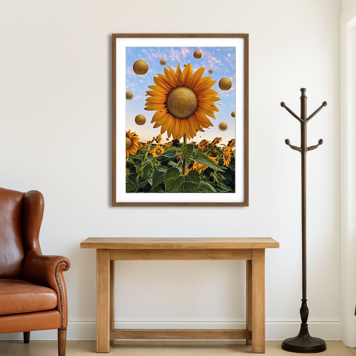 AUTO-MOCKUP ROOM | Bitcoin Flower Wall Art