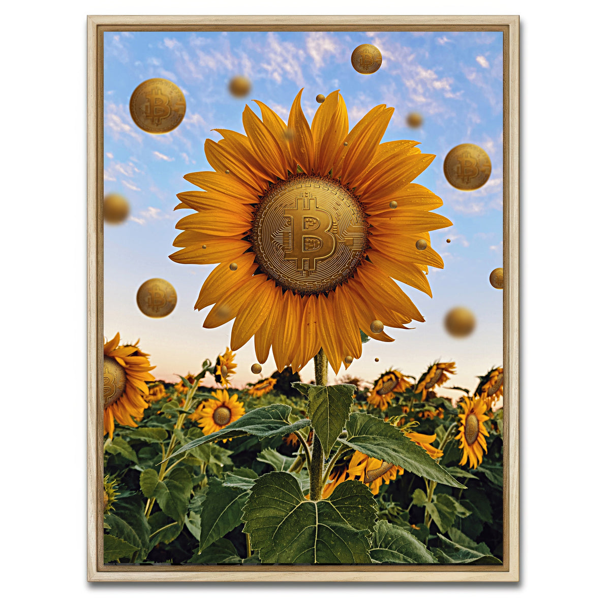 AUTO-MOCKUP WHITE | Bitcoin Flower | 1 Piece | Natural Framed Canvas | group=3x4