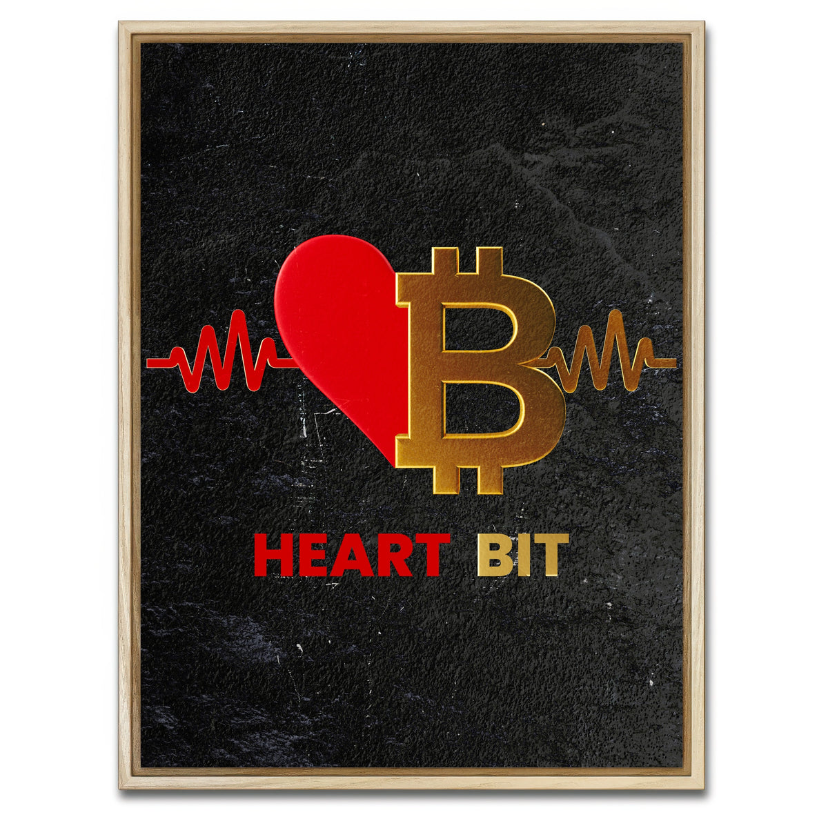 AUTO-MOCKUP WHITE | Bitcoin Heart | 1 Piece | Natural Framed Canvas | group=3x4