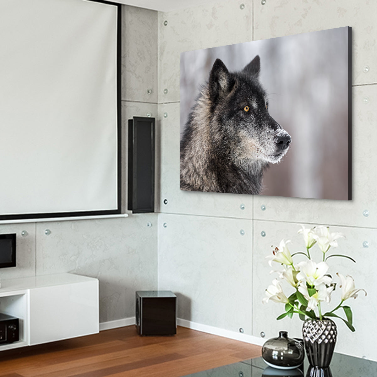 Black Grey Wolf Wall Art