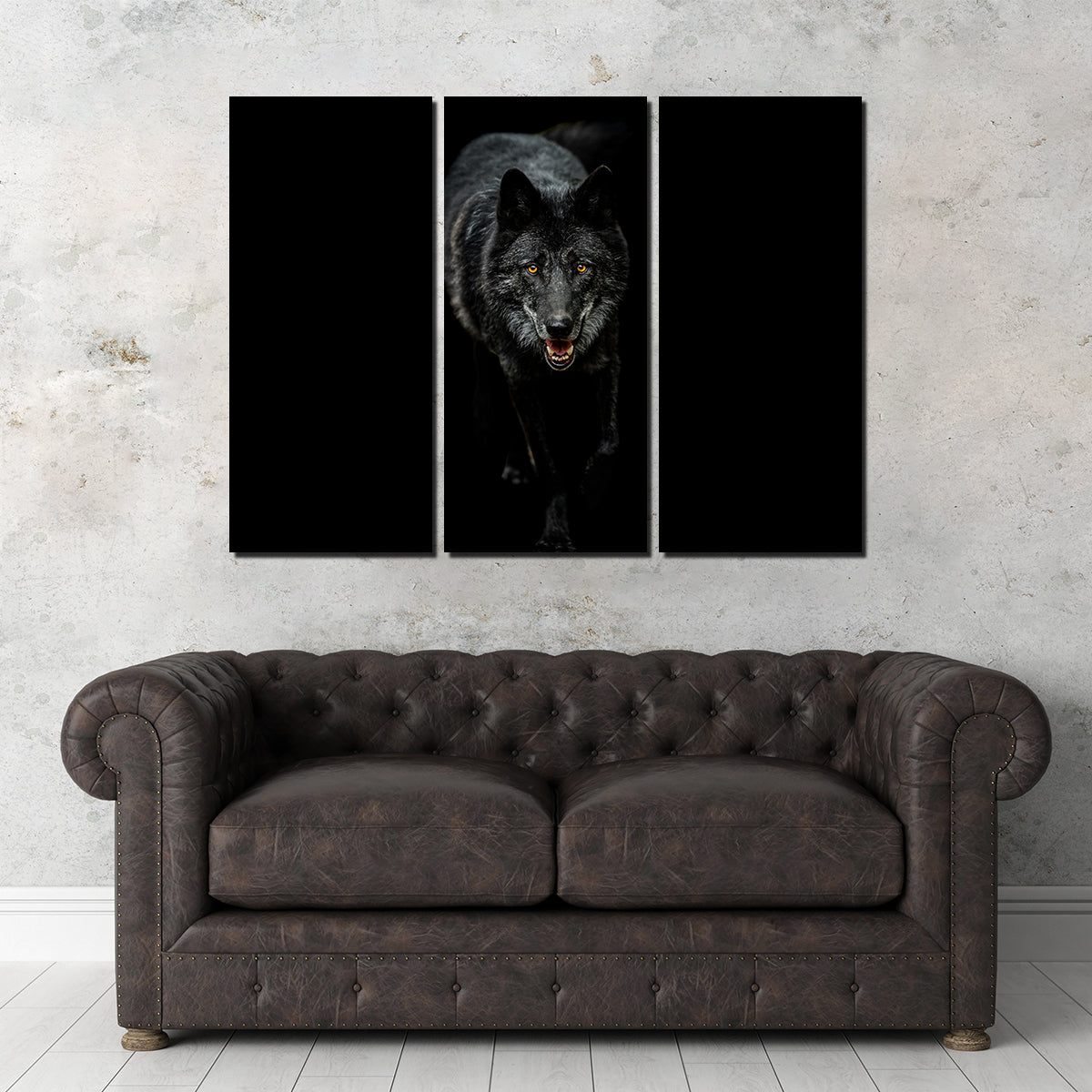 Black Wolf Black Background Wall Art