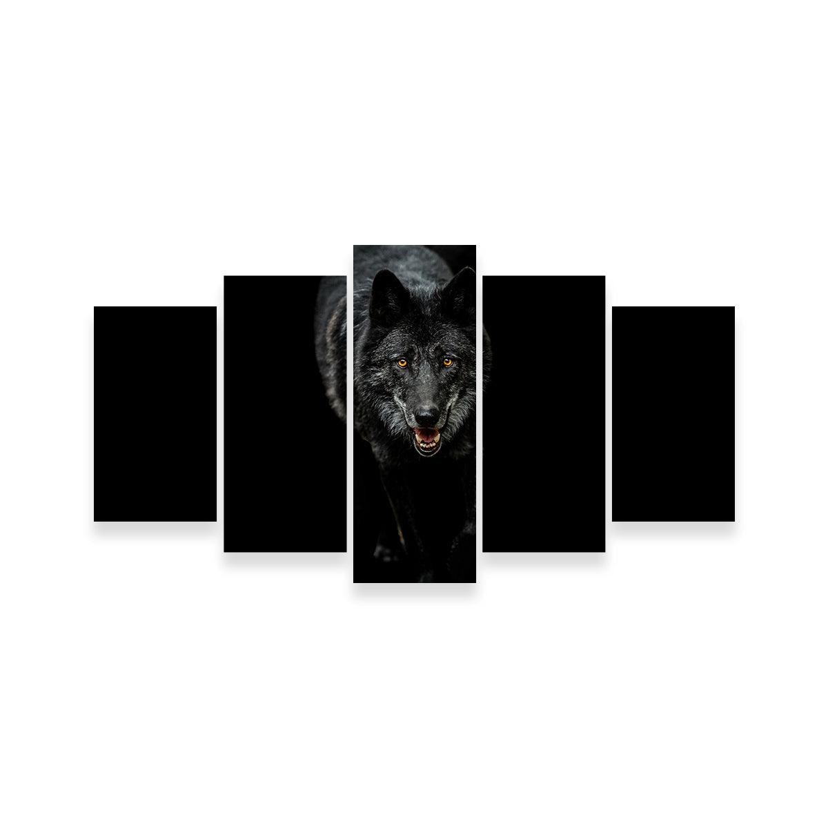 Black Wolf Black Background Wall Art