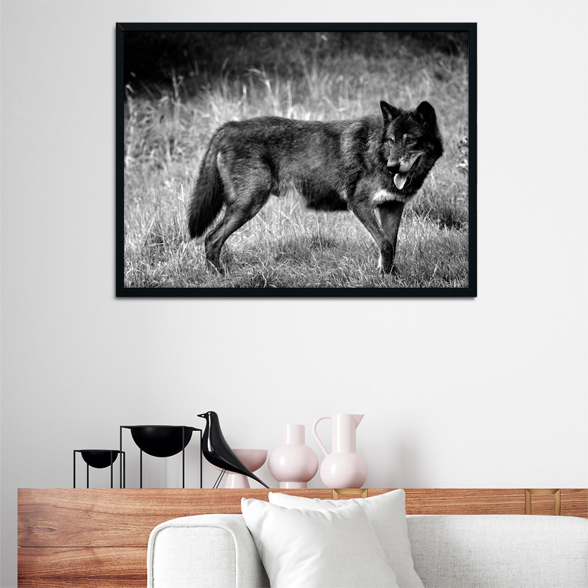 Black Wolf Grayscale Wall Art