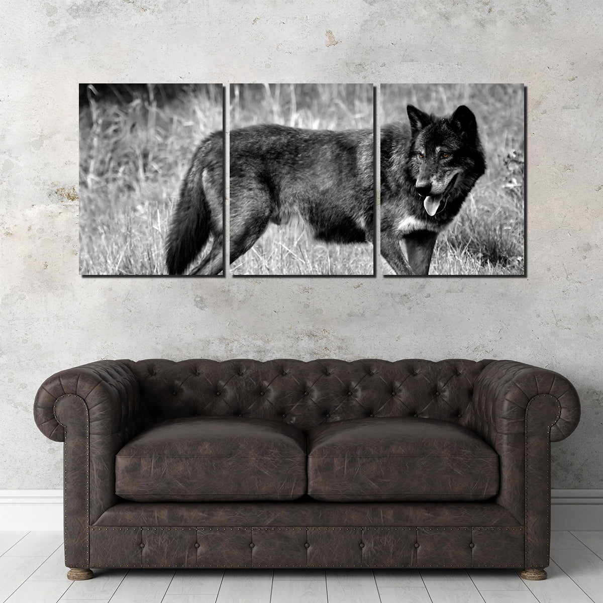 Black Wolf Grayscale Wall Art