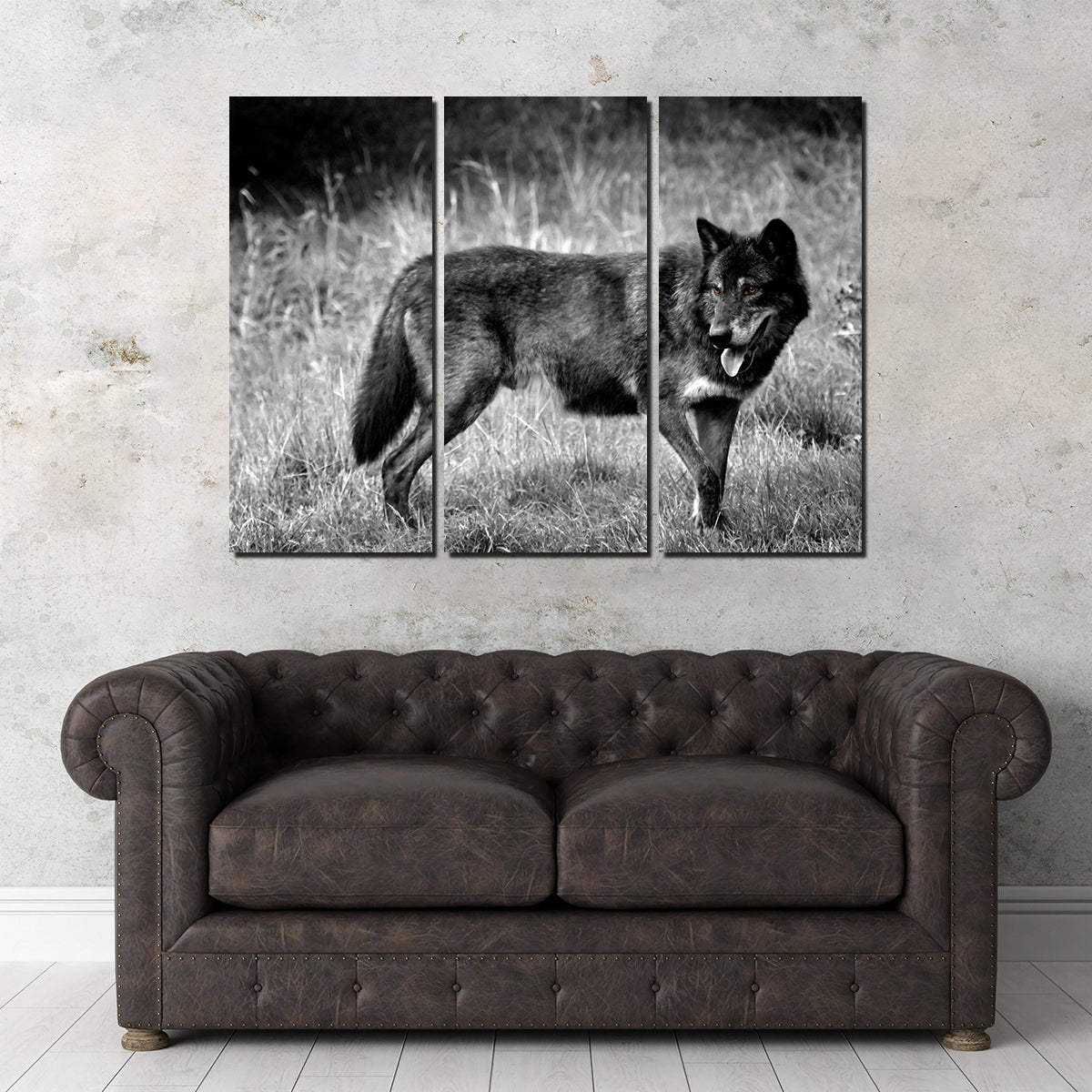 Black Wolf Grayscale Wall Art