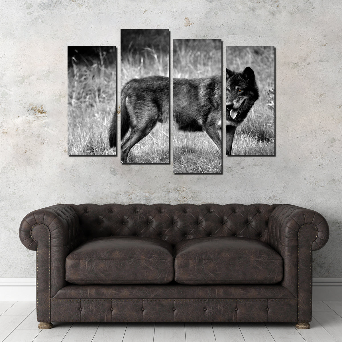 Black Wolf Grayscale Wall Art