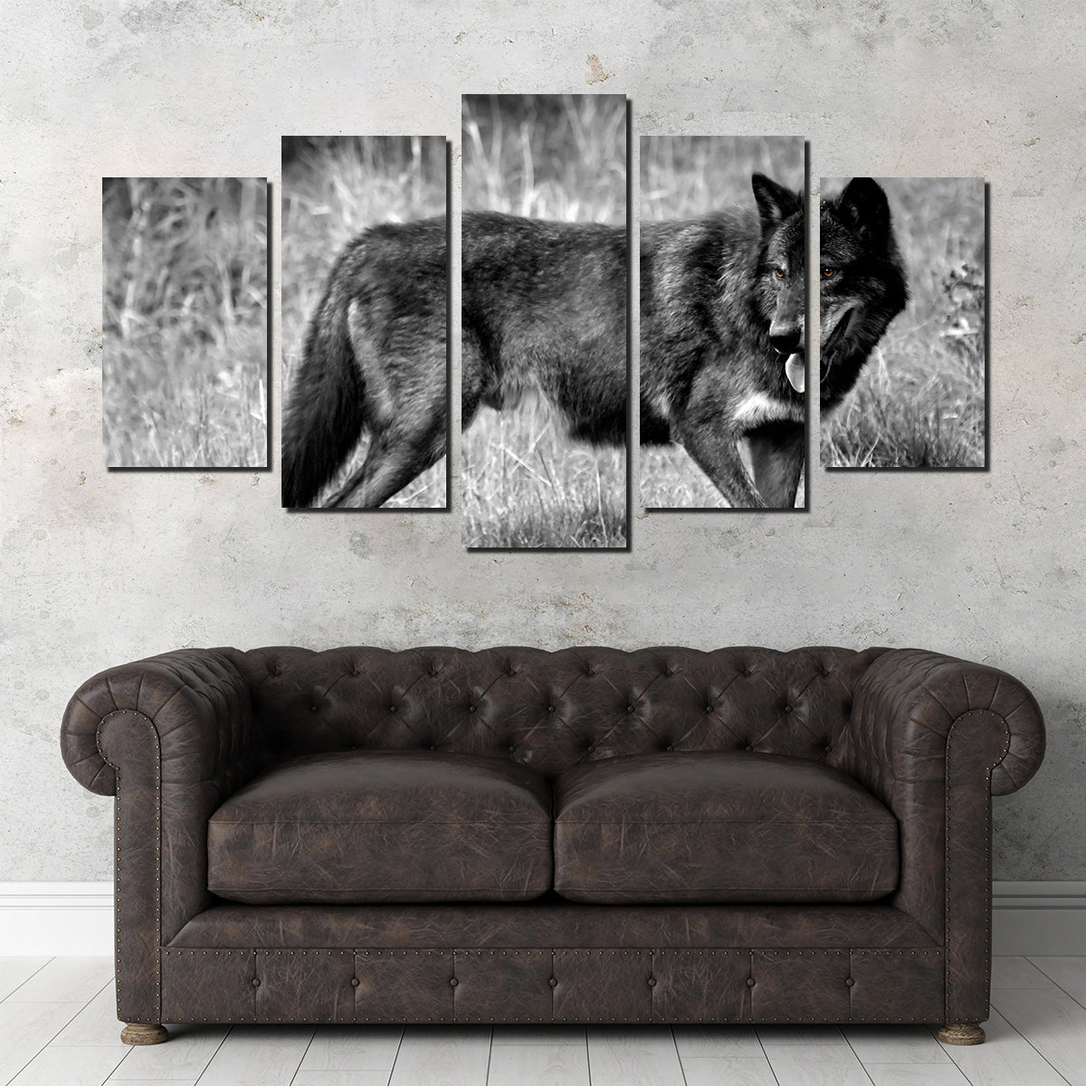 Black Wolf Grayscale Wall Art