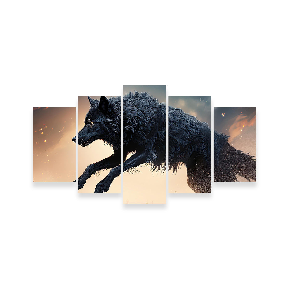 Black Wolf Jumping Wall Art
