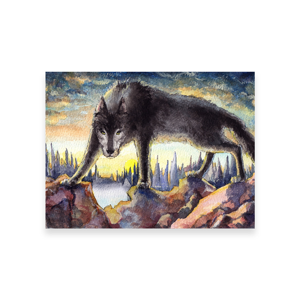 Black Wolf Painting Wall Art