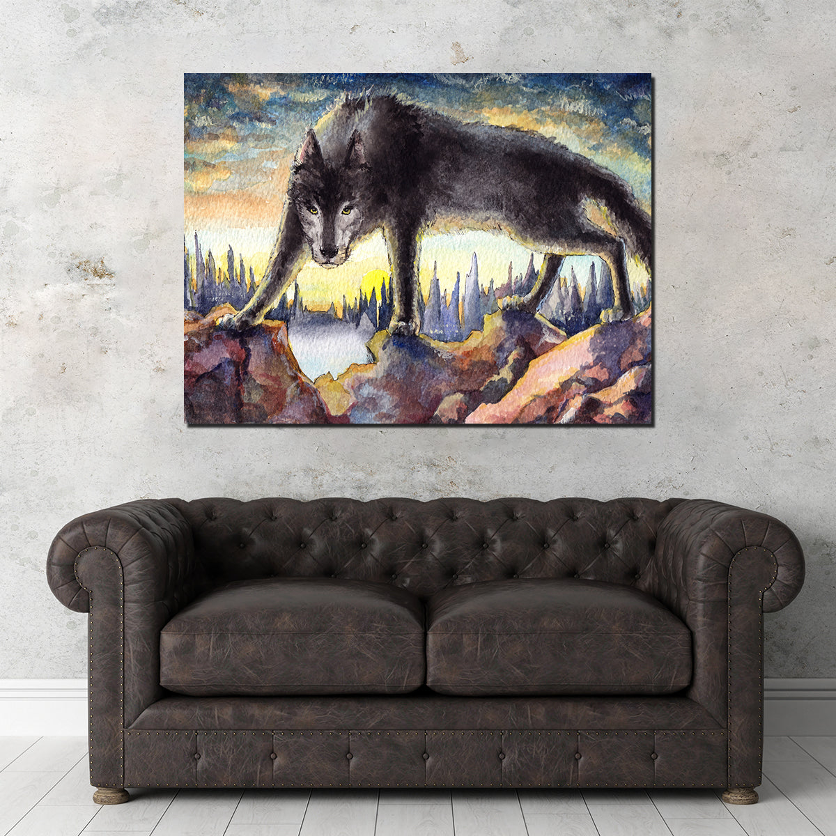 Black Wolf Painting Wall Art