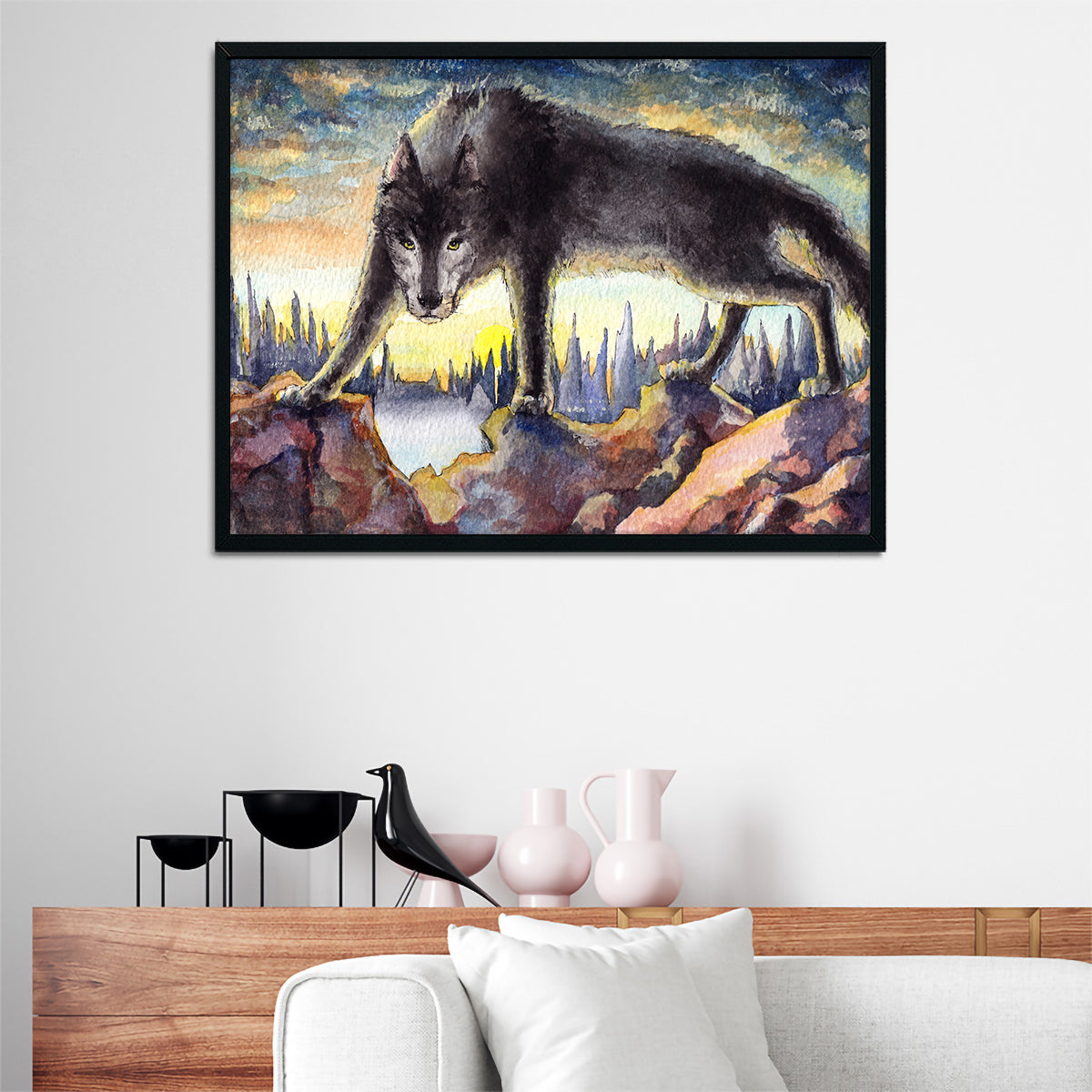 Black Wolf Painting Wall Art
