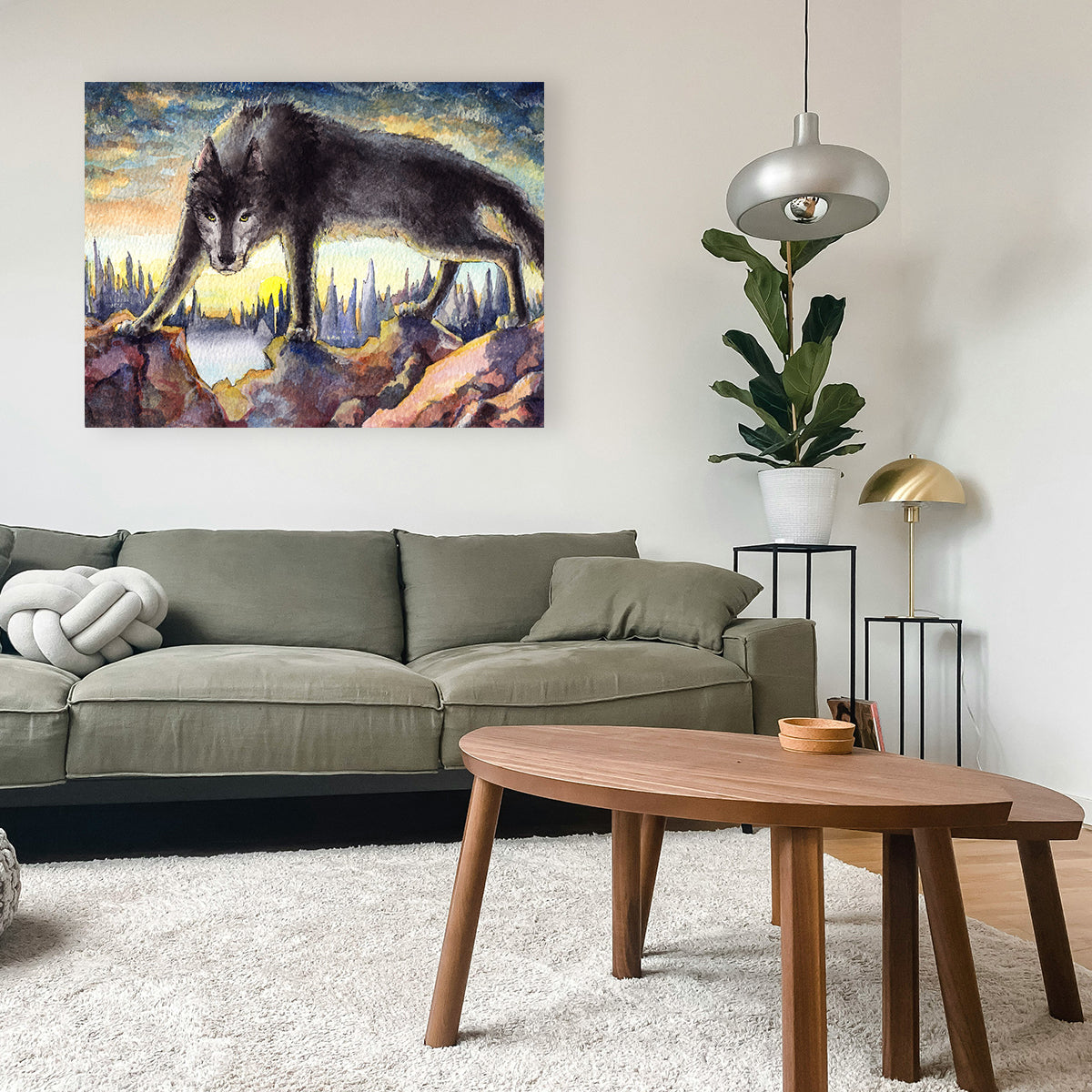 Black Wolf Painting Wall Art